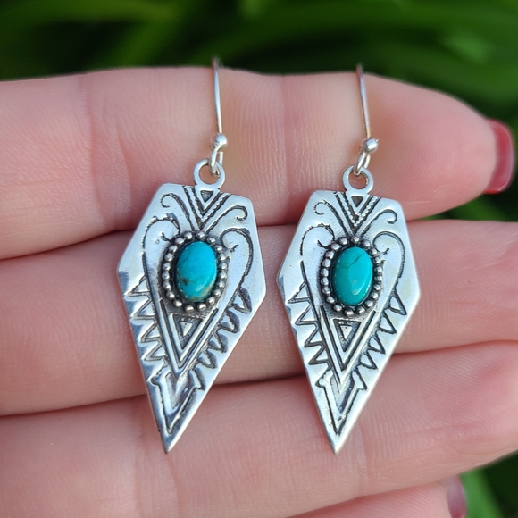 Blue Mohave Turquoise 925 Earrings - Picture 3 of 6